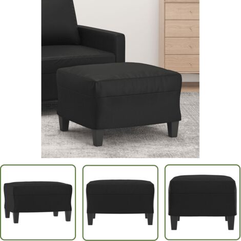 The Living Store Repose-pied Noir 60x50x41 cm Similicuir - Tabouret - Repose-pied - Pouf - Meuble Salon - Simili Cuir