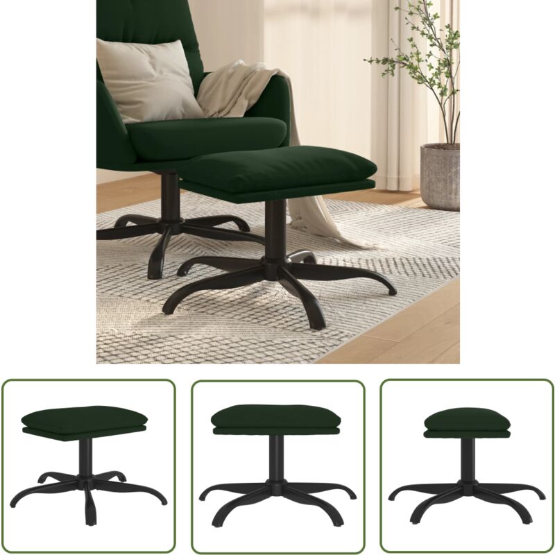 The Living Store Repose-pied Vert foncé 60x60x36 cm Velours - Tabouret - Pouf - Repose-pied - Meuble Salon - Velours