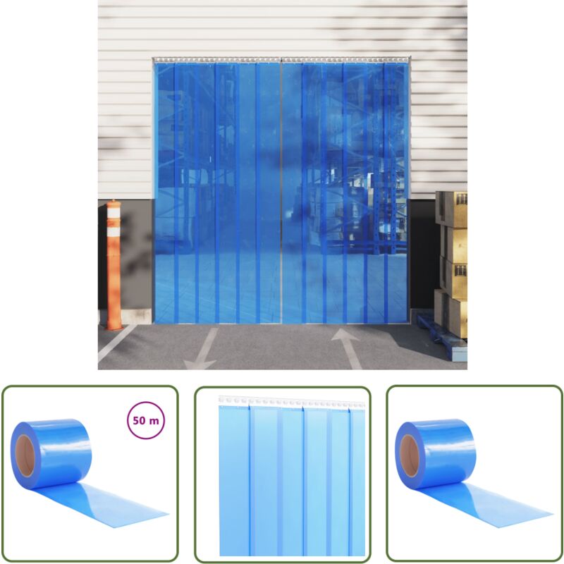 The Living Store - Rideau de porte bleu 200 mmx1,6 mm 50 m pvc - Rideau De Porte - Rideau Pvc - Isolation Thermique - Protection Contre Les Nuisibles