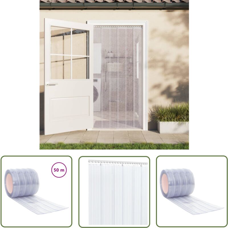 Rideau de porte transparent 200 mmx1,6 mm 50 m pvc - Rideau De Porte - Rideau Pvc - Isolation Thermique - Protection Contre Les Nuisibles - Rideau