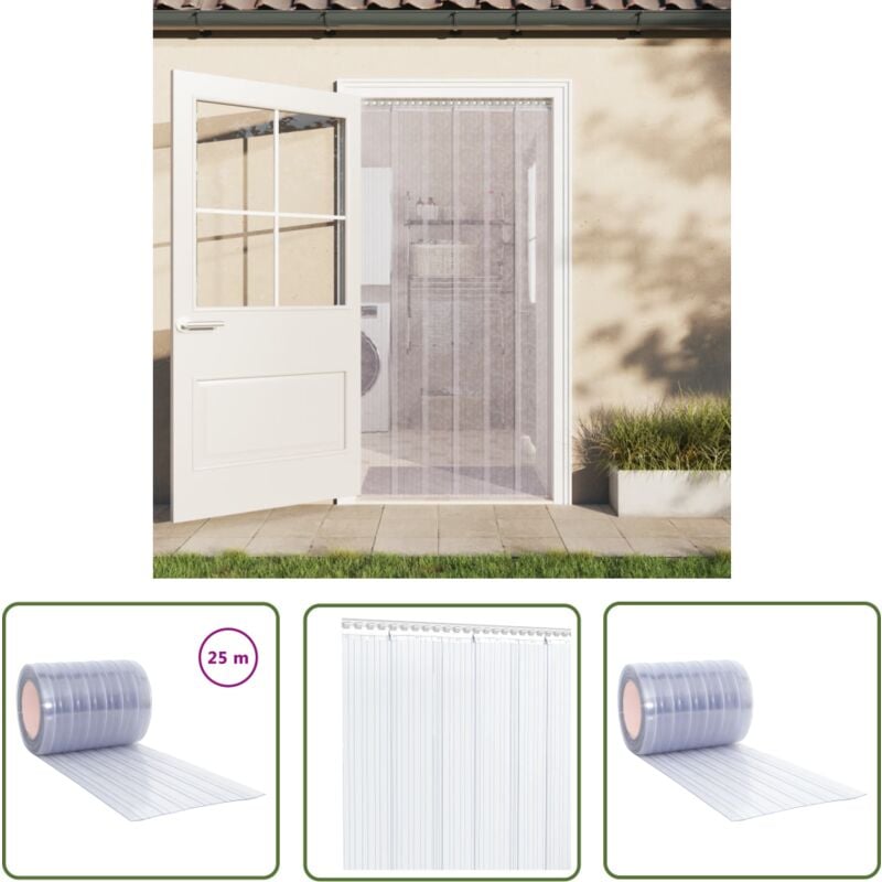 The Living Store - Rideau de porte transparent 300 mmx2,6 mm 25 m pvc - Rideau De Porte - Rideau Pvc - Isolation Thermique - Rideau Antibruit