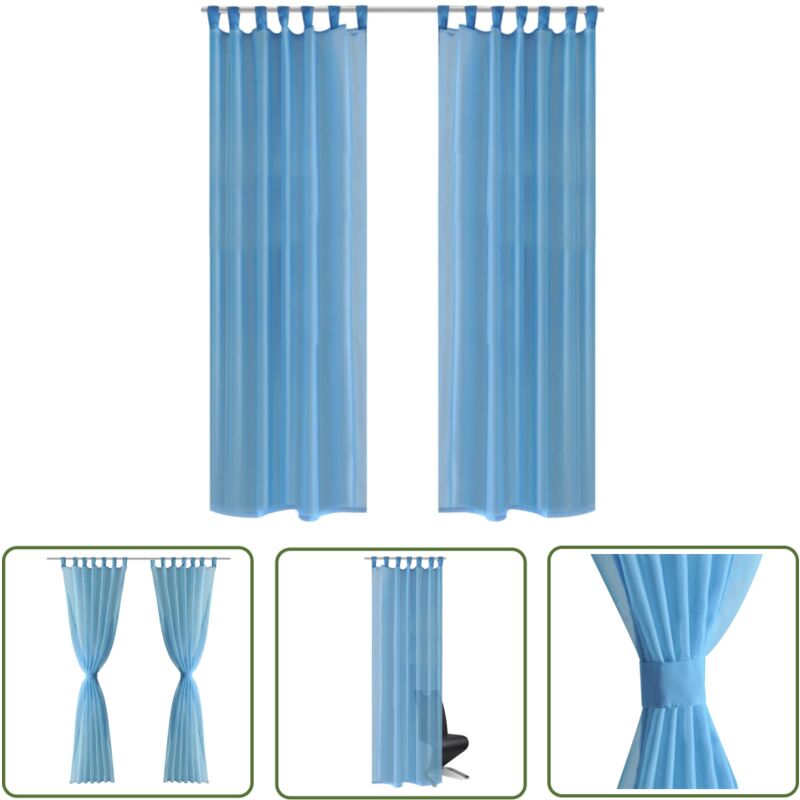 Rideau fin Turquoise 140x245 cm 2 pcs - Rideau Turquoise - Rideau Fin - Rideau Salon - Rideau Chambre - Rideau Décoratif - The Living Store