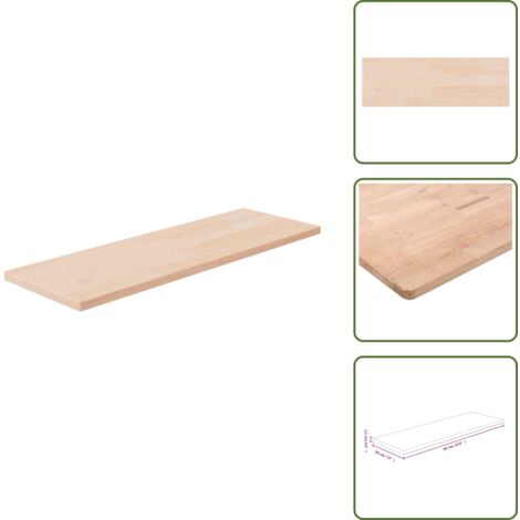 The Living Store Ripiano 60x20x1,5 cm Legno Massello di Rovere Non Trattato - Ripiano in legno massello