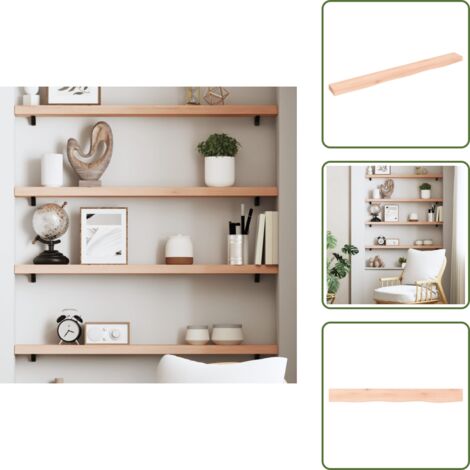 The Living Store Ripiano a Parete 100x10x4 cm Legno Massello Rovere Non Trattato - Legno massello