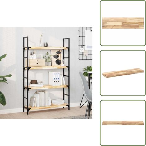 The Living Store Ripiano a Parete 100x20x4 cm Legno Massello Acacia Non Trattato - Ripiano in legno