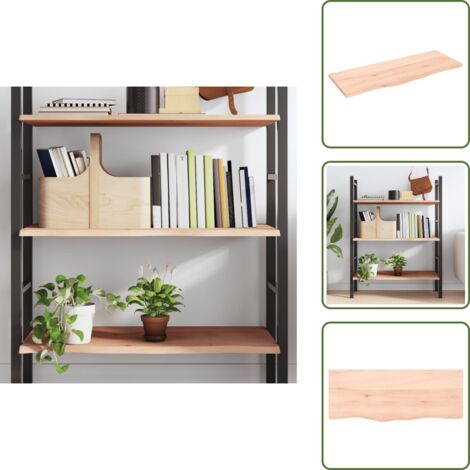 The Living Store Ripiano a Parete 100x40x2 cm Legno Massello Rovere Non Trattato - Legno massello
