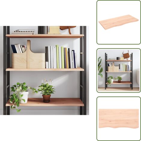 The Living Store Ripiano a Parete 100x50x2 cm Legno Massello Rovere Non Trattato - Scaffale in legno