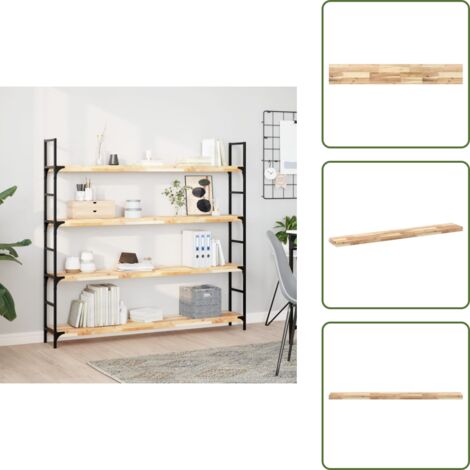 The Living Store Ripiano a Parete 120x20x4 cm Legno Massello Acacia Non Trattato - Ripiano in legno