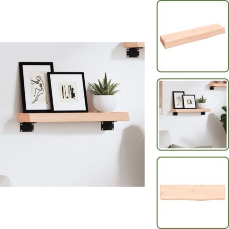 The Living Store Ripiano a Parete 40x10x4 cm Legno Massello Rovere Non Trattato - Scaffale in legno