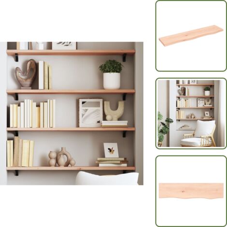 The Living Store Ripiano a Parete 80x20x2 cm Legno Massello Rovere Non Trattato - Legno massello