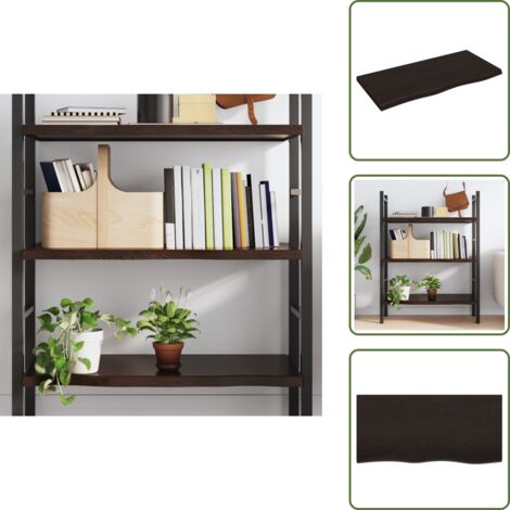 The Living Store Ripiano Marrone Scuro 100x50x(2-4) cm Massello Rovere Trattato - Ripiano in rovere