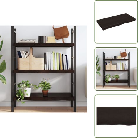 The Living Store Ripiano Marrone Scuro 100x50x(2-6) cm Massello Rovere Trattato - Ripiano in rovere