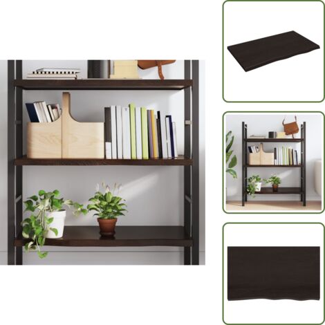 The Living Store Ripiano Marrone Scuro 100x60x(2-4) cm Massello Rovere Trattato - Ripiano in rovere