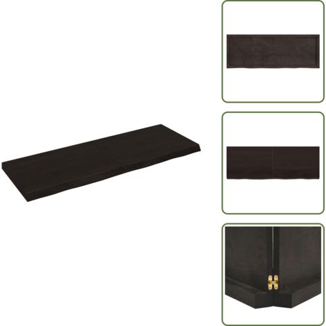 The Living Store Ripiano Marrone Scuro 140x50x(2-6) cm Massello Rovere Trattato - Ripiano in rovere