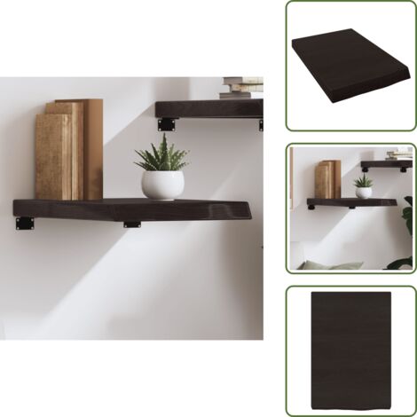 The Living Store Ripiano Marrone Scuro 40x60x(2-6) cm Massello Rovere Trattato - Ripiano in rovere