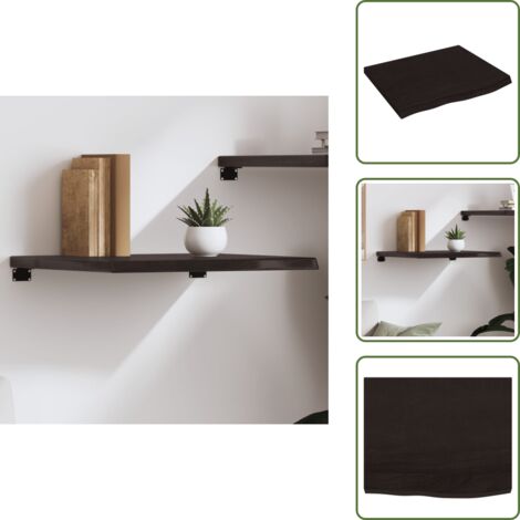 The Living Store Ripiano Marrone Scuro 60x50x(2-4) cm Massello Rovere Trattato - Ripiano in rovere
