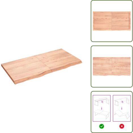 The Living Store Ripiano Muro Marrone 120x60x(2-4) cm Massello Rovere Trattato - Ripiano in rovere