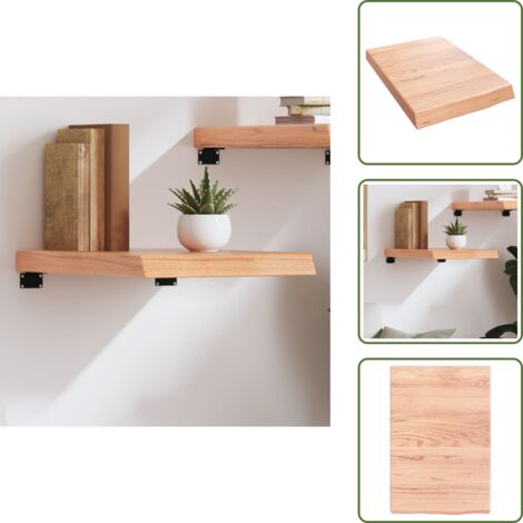 The Living Store Ripiano Muro Marrone 40x60x(2-6) cm Massello Rovere Trattato - Ripiano in rovere