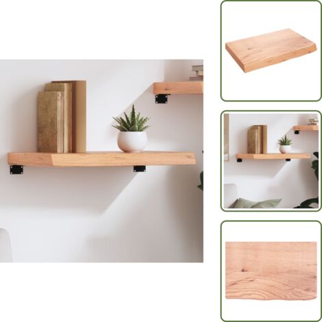 The Living Store Ripiano Muro Marrone 60x40x(2-6) cm Massello Rovere Trattato - Scaffale in rovere