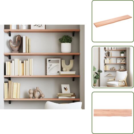 The Living Store Ripiano Muro Marrone Chiaro 100x20x2cm Massello Rovere Trattato - Ripiano in legno