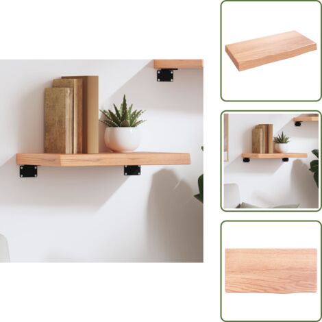 The Living Store Ripiano Muro Marrone Chiaro 40x20x4 cm Massello Rovere Trattato - Scaffale in legno
