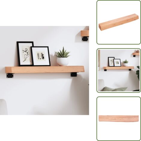 The Living Store Ripiano Muro Marrone Chiaro 60x10x6 cm Massello Rovere Trattato - Scaffale in legno