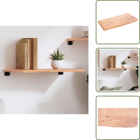 The Living Store Ripiano Muro Marrone Chiaro 60x30x2 cm Massello Rovere Trattato - Scaffale in legno