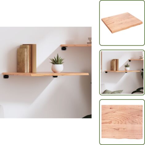 The Living Store Ripiano Muro Marrone Chiaro 60x50x2 cm Massello Rovere Trattato - Scaffale in rovere
