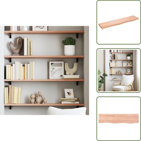 The Living Store Ripiano Muro Marrone Chiaro 80x20x2 cm Massello Rovere Trattato - Scaffale in legno