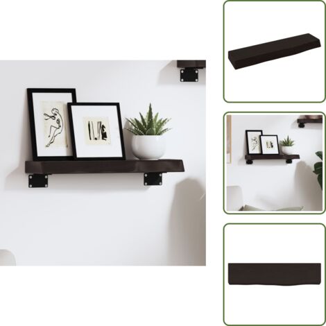 The Living Store Ripiano Muro Marrone Scuro 40x10x4 cm Massello Rovere Trattato - Ripiano in legno