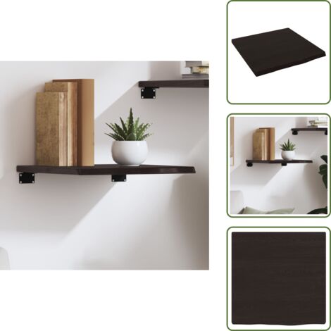 The Living Store Ripiano Muro Marrone Scuro 40x40x2 cm Massello Rovere Trattato - Ripiano in legno