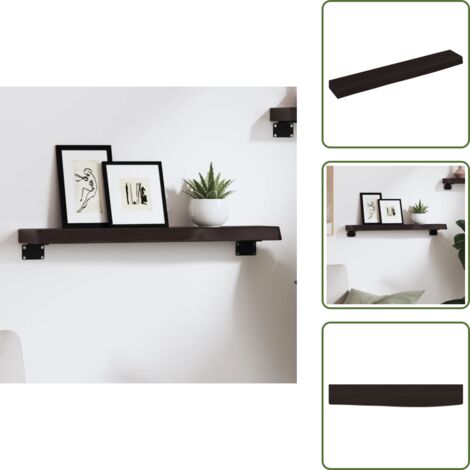 The Living Store Ripiano Muro Marrone Scuro 60x10x4 cm Massello Rovere Trattato - Ripiano in legno