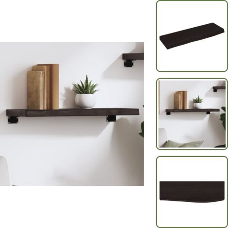 The Living Store Ripiano Muro Marrone Scuro 60x20x4 cm Massello Rovere Trattato - Ripiano in legno