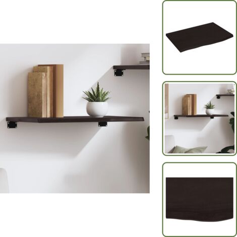 The Living Store Ripiano Muro Marrone Scuro 60x40x2 cm Massello Rovere Trattato - Ripiano in rovere