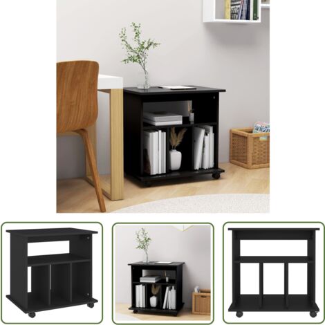 The Living Store Rollschrank Schwarz 60x45x60 cm Holzwerkstoff - Rollcontainer - Büroorganisation - Stauraum - Schwarzer Schrank - Regal Schwarz