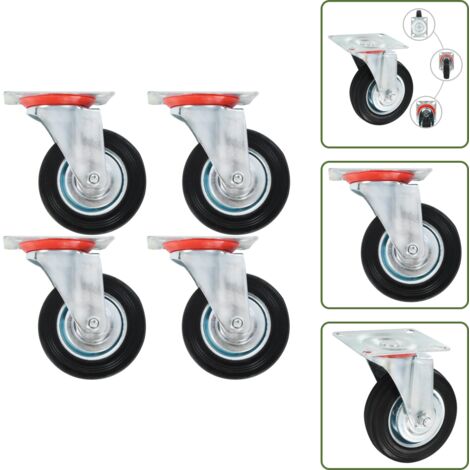 The Living Store Rotelle Girevoli 4 pz 100 mm - Ruote in gomma