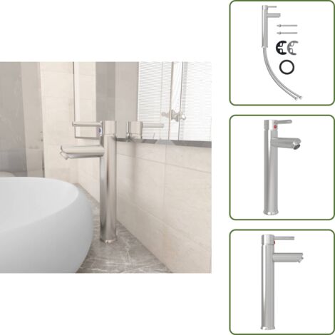 The Living Store Rubinetto Miscelatore da Bagno Argento 12x30 cm - Miscelatore da bagno