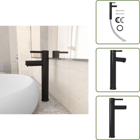 The Living Store Rubinetto Miscelatore da Bagno Nero 12x30 cm - Miscelatore da bagno