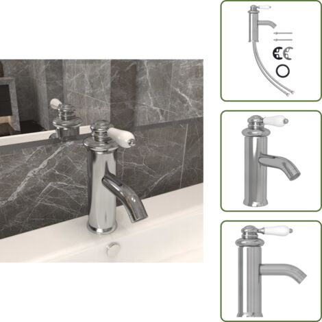 The Living Store Rubinetto per Lavabo del Bagno Argento 130x180 mm - Rubinetto per lavabo