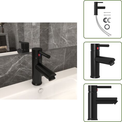 The Living Store Rubinetto per Lavabo del Bagno Nero 130x176 mm - Rubinetto per lavabo