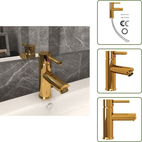 The Living Store Rubinetto per Lavabo del Bagno Oro 130x176 mm - Rubinetto per lavabo
