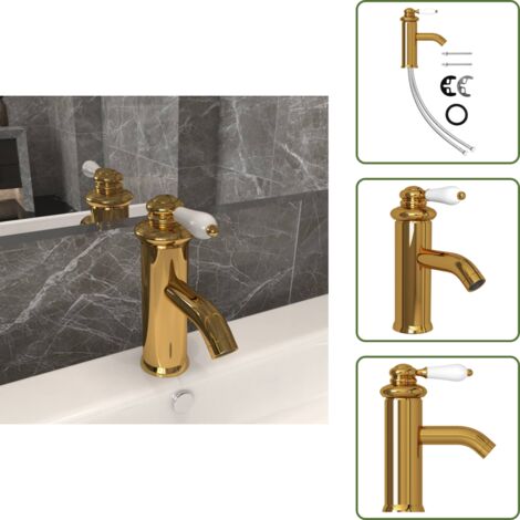 The Living Store Rubinetto per Lavabo del Bagno Oro 130x180 mm - Rubinetto per lavabo