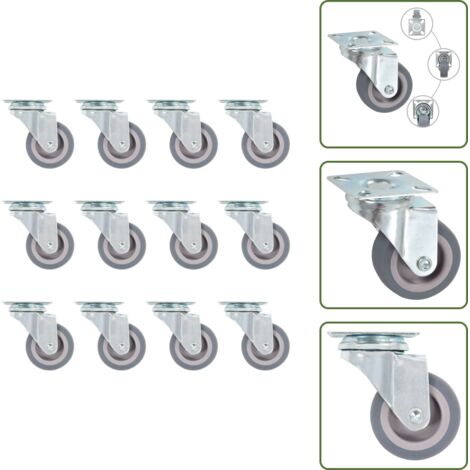 The Living Store Ruedas giratorias 12 unidades 50 mm - Ruedas para muebles