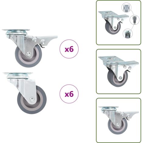 The Living Store Ruedas giratorias 12 unidades 50 mm - Ruedas para muebles