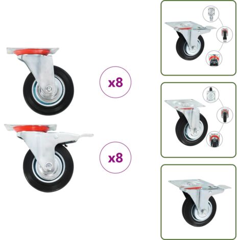 The Living Store Ruedas giratorias 16 unidades 100 mm - Ruedas de goma