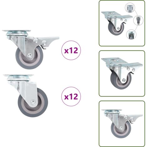The Living Store Ruedas giratorias 24 unidades 50 mm - Ruedas para muebles