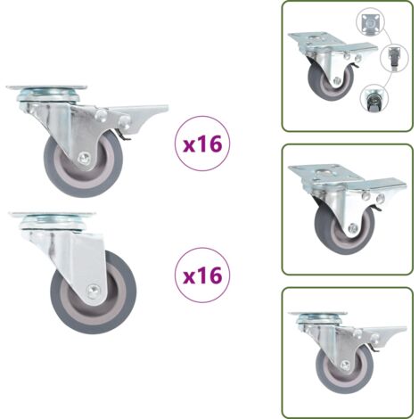 The Living Store Ruedas giratorias 32 unidades 50 mm - Ruedas para muebles