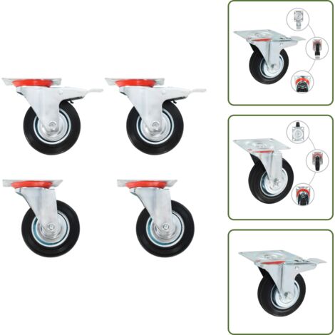 The Living Store Ruedas giratorias 4 unidades 100 mm - Ruedas para muebles