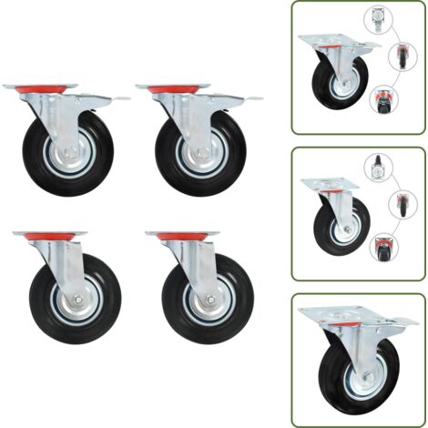The Living Store Ruedas giratorias 4 unidades 125 mm - Ruedas de goma