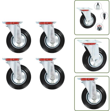 The Living Store Ruedas giratorias 4 unidades 160 mm - Ruedas para muebles